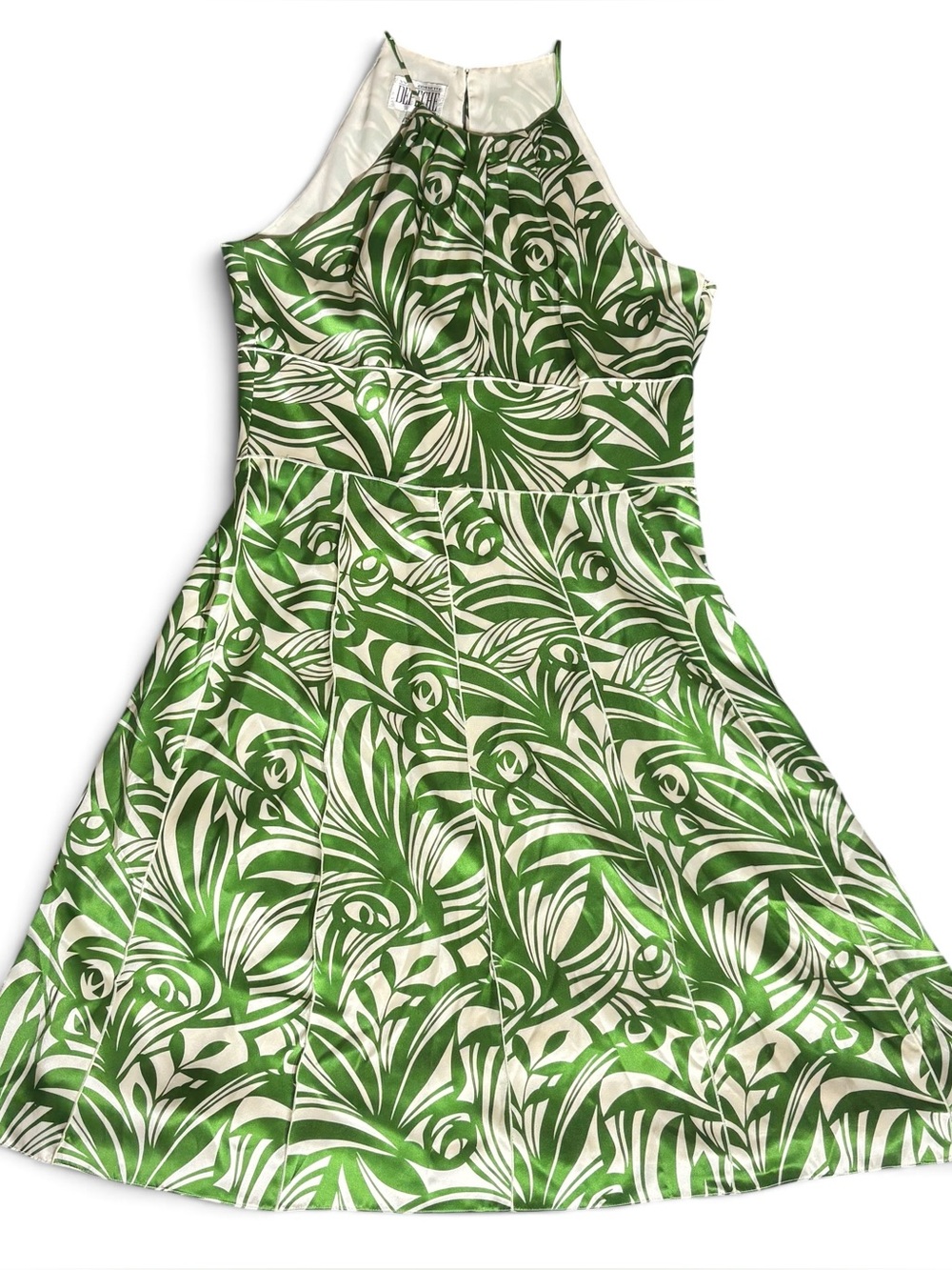 Yves Cossette Green Satin Halter Dress Size 12